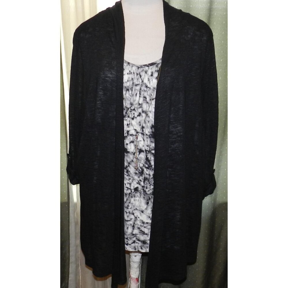 NWT Terra & Sky size 3X 24W / 26W layered black / gray blouse plus size women's